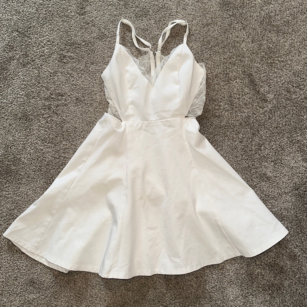 White lace back dress